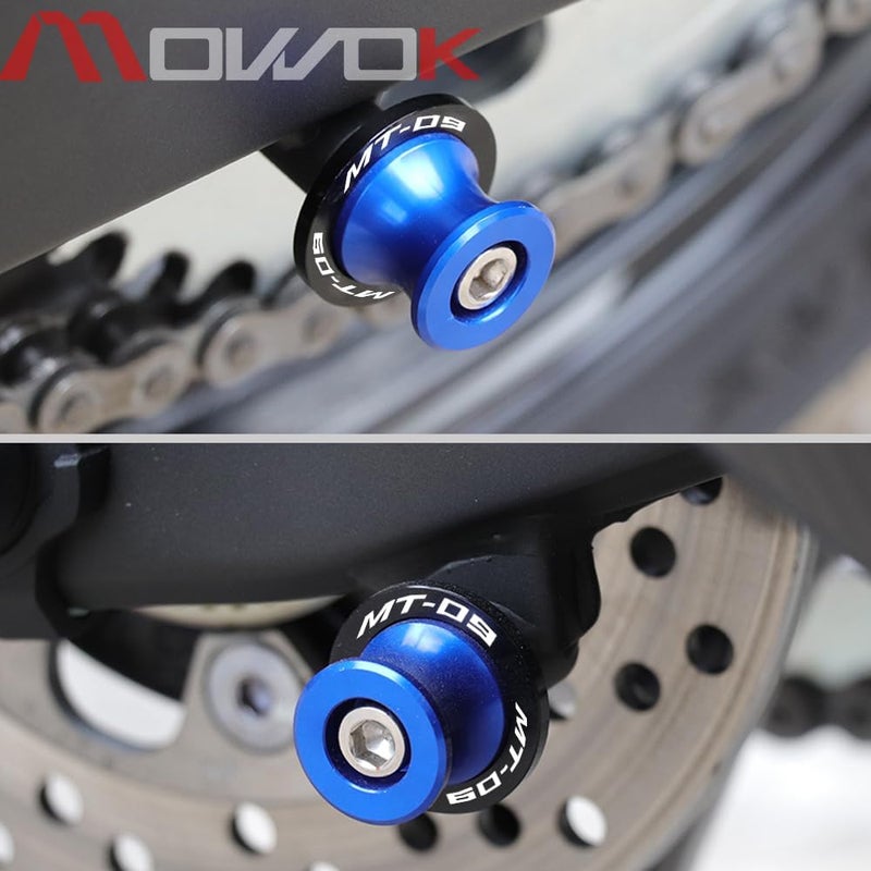 MOWOK Fit For YAMAHA MT-03 MT03 2015 2016 2017 2018 2019 2020 2021 2022 2023 2024 2025 Motorcycle 6MM Swingarm Spools Slider M6 Stand Screws (Blue) - Image 2